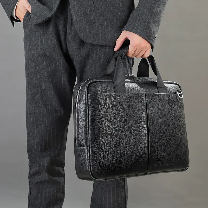 Genuine Leather Large Capacity Briefcase Men's Horizontal First Layer