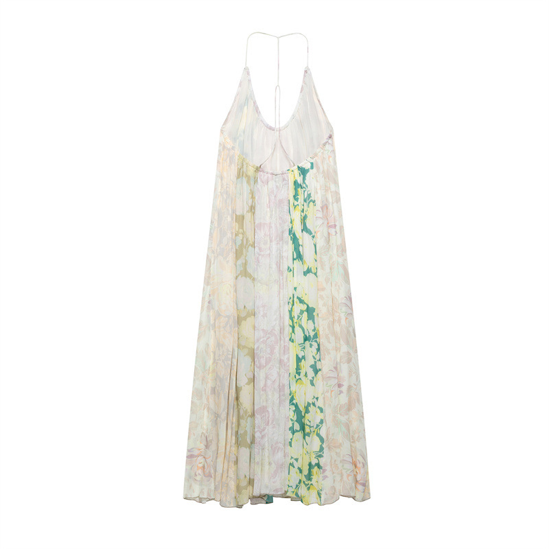 Fashion Flower Print Patchwork Dress