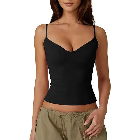 Camisole Cropped T shirt Vest Women's Milk Silk Top Black - Shop at LoveMi