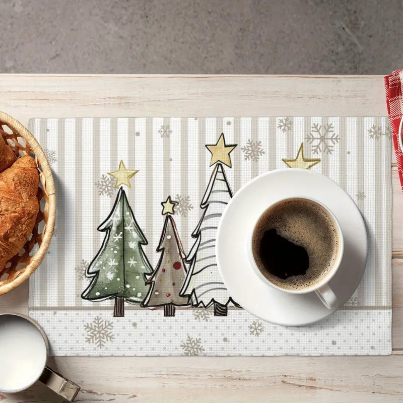 Christmas Holiday Party Table Insulation Mat Christmas Tree Linen Printing