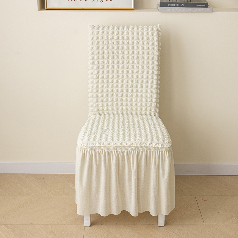 Thickened 3D Bubble Chiffon Lace Skirt Hem, Fully Wrapped Stretchable One-piece Dining Chair Cover For Home Use