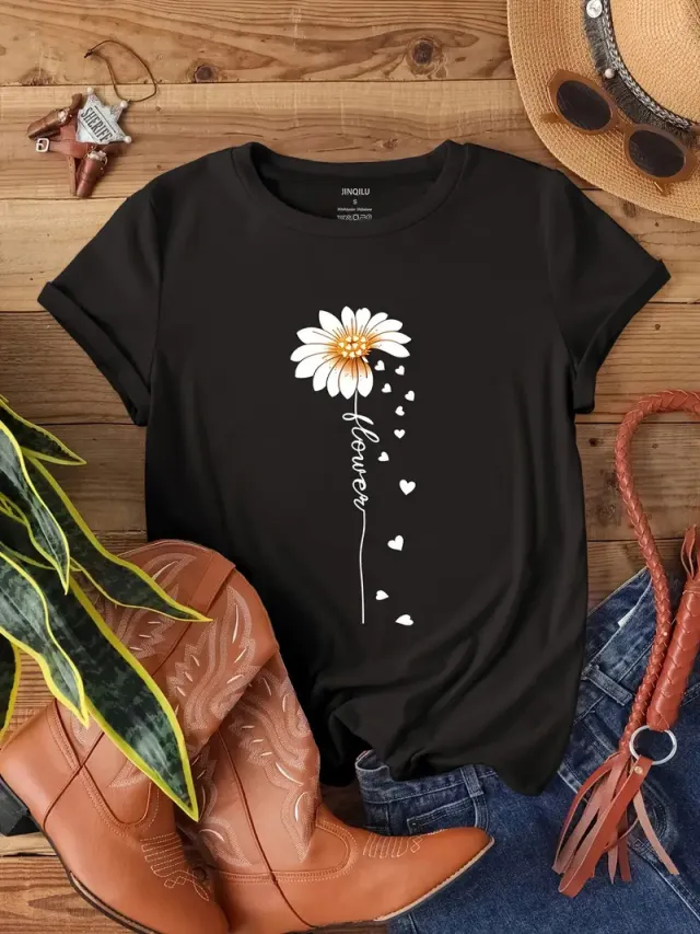 Printed Round Neck Short Sleeve Top Mxw144 - Shop at LoveMi