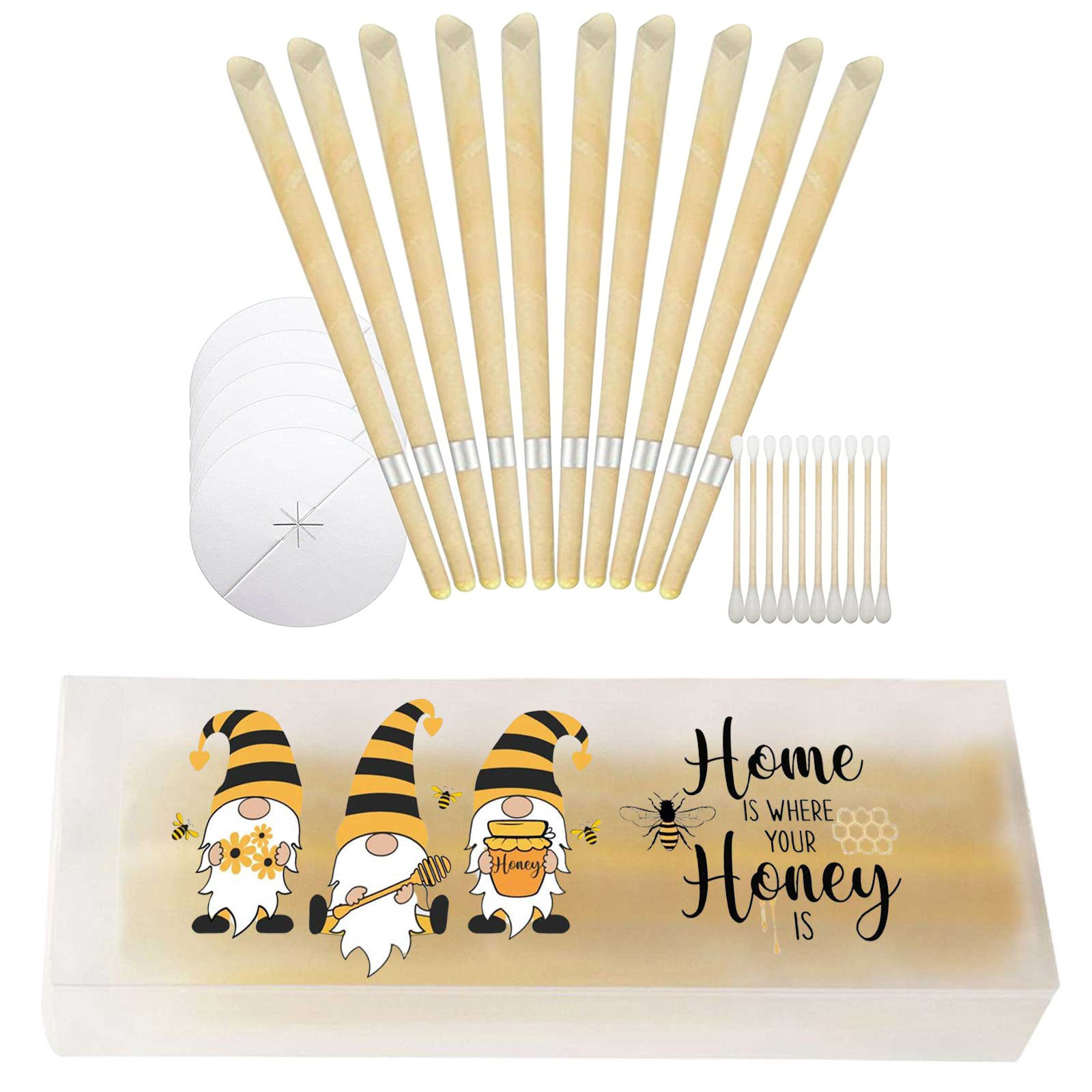 Bee-textured Silver-label Aroma Ear Candles With A Tray