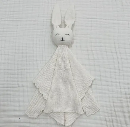 Creative Cartoon Newborn Animal Cotton Knitted Soothing Blanket Saliva Towel White - Shop at LoveMi