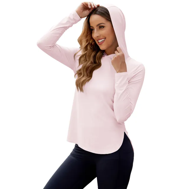 UPF 50 Sun Protection Shirt Hoodie SPF Long Sleeve Pink - Shop at LoveMi