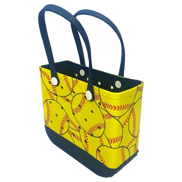 Beach Bag Portable Printing Waterproof Washable Rubber Beach Handbag Yellow - Shop at LoveMi