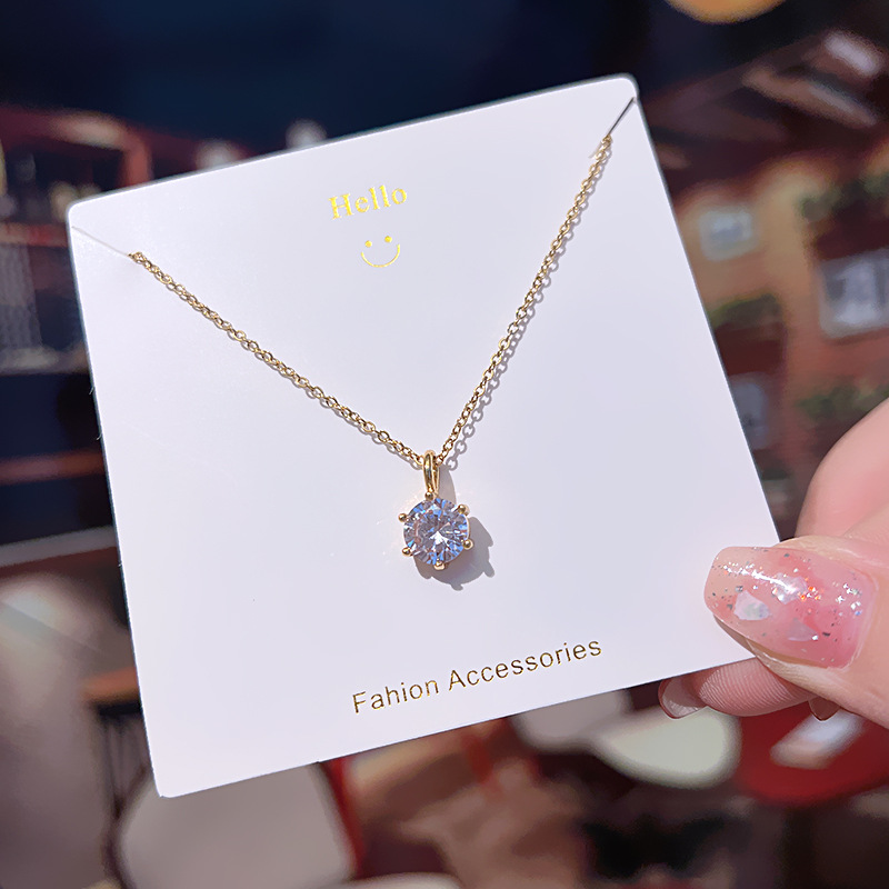 Collier Pendentif Zircon Titane — Style Coréen Minimaliste 1