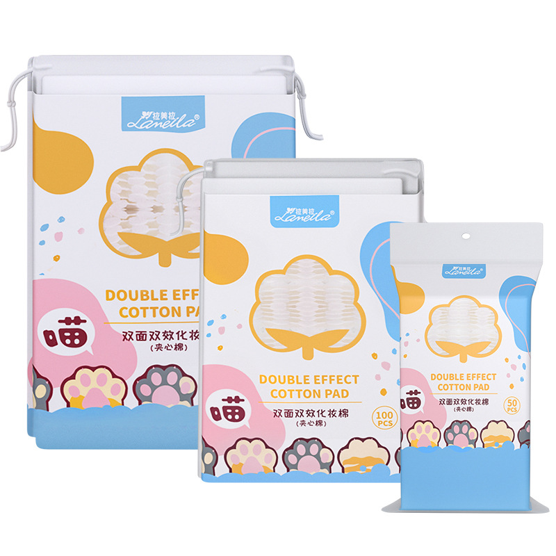 Sandwich Facial Wipe Cartoon Cat’s Paw Double-sided Thickened Cotton Puff