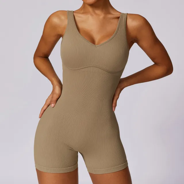 Fashion Sports Tight Fitness One piece Women Sha Shuo Brown - Shop at LoveMi