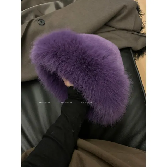 Plush Cold proof Mink Fur Bucket Hat Warm Purple - Shop at LoveMi