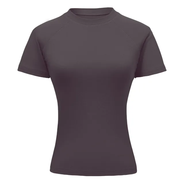 Round Neck Raglan Sleeves T shirt Female Solid Color Top American Style Gray - Shop at LoveMi