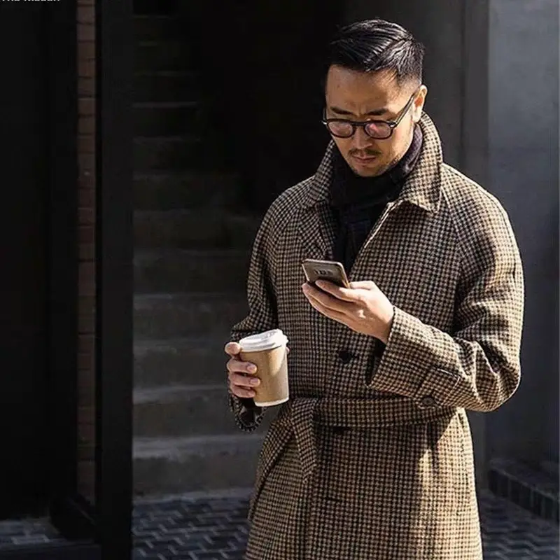 Coat Retro Gentleman Men's Clothing Wool Overcoat