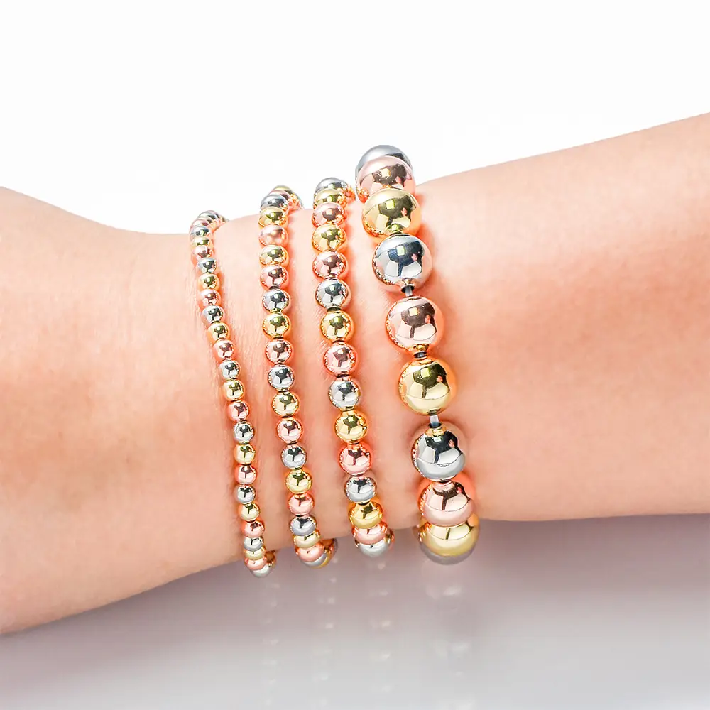 Copper Bead Bracelet Three Colors Copper Bead Elastic Adjustable All-match Bracelet Women