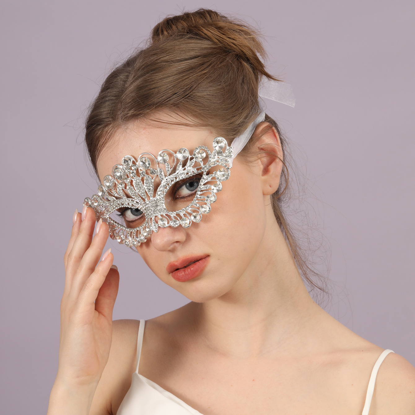 Western-style Masquerade Mask Headdress Party Rhinestone Tassel Veil