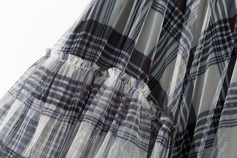 Elastic Waist Asymmetric Layer Gauze Skirt Front Short Back Long Fishtail Skirt