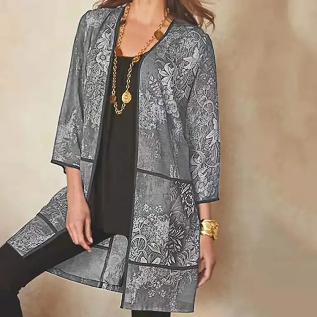 Women's UV proof Sunscreen 34 Sleeve Printed Coat Silver Gray - Shop at LoveMi