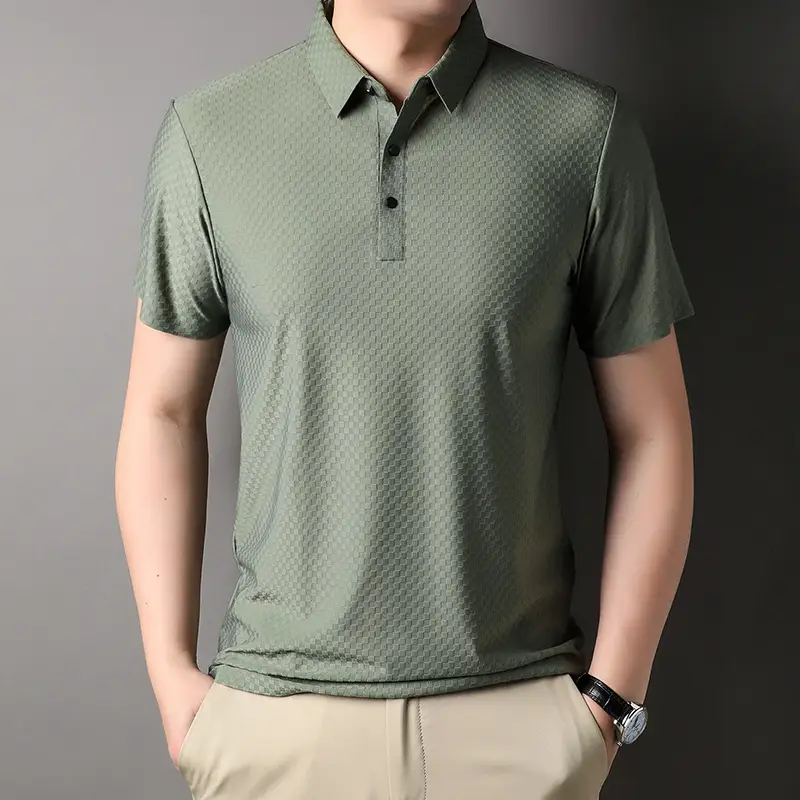 Men's Youth Jacquard Square Short-sleeved Polo Shirt