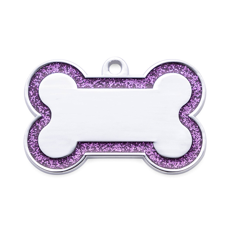 Zinc Alloy Dog Anti-lost Tag With Bone-shaped Edges And Shimmering Metallic Powder