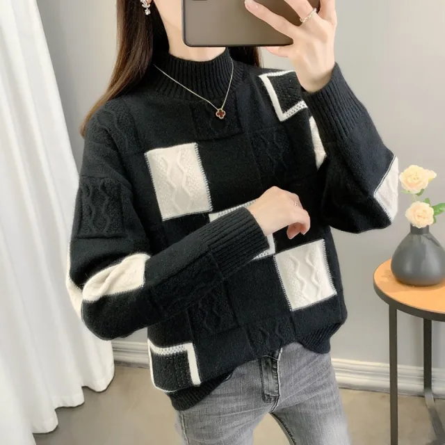 Winter Pullover Loose Bottoming Shirt Top Black - Shop at LoveMi