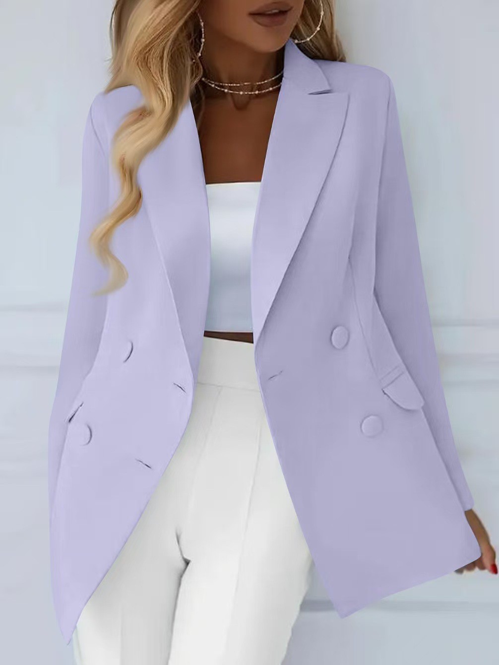 New Stylish Casual Long-sleeve Double-breasted Womens Suit
