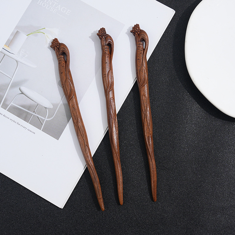 Wooden Women's Chinese Style Headdress Animal Hairpin 6