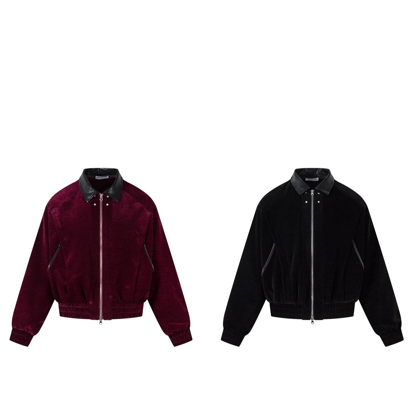 Rivet Contrast-Fabric Suede Patchwork Lapel Jacket