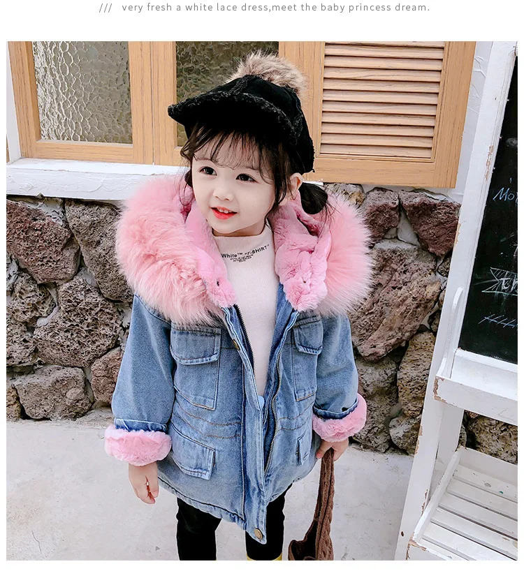 Title 14, Girls denim plus velvet jacket autumn and wint...