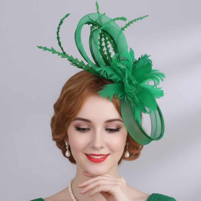 Creative Retro Elegant Green Feather Hair Accessory