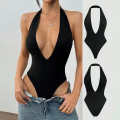 Women's Sexy Halter Jumpsuit Backless - Black - View 1