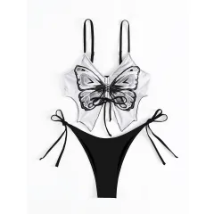 Bikini Swimsuit Female European And American Sexy Style Butterfly Swimsuit - Black - View 1