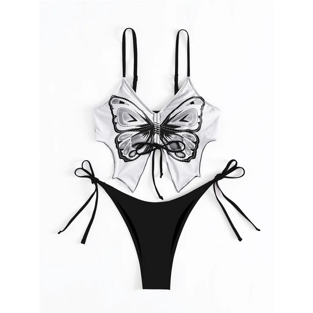 Bikini Swimsuit Female European And American Sexy Style Butterfly Swimsuit - Black