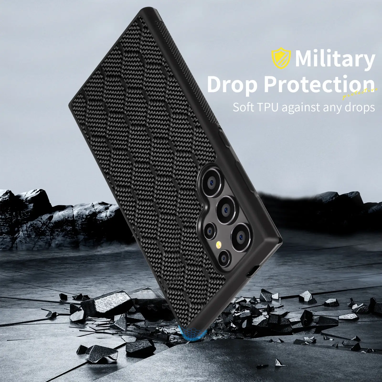 Carbon Fiber Square Twill Honeycomb Phone Case Compatible With S25 Ultra