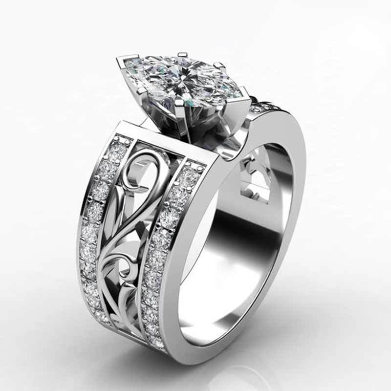 Hollow Flower Diamond Fancy Shape Diamonds Horse Eye Ring