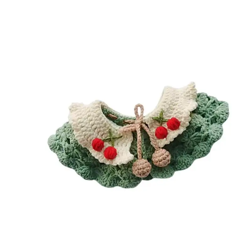 Small Cute Finished Cherry-patterned Drool Bib For Cats And Dogs