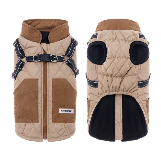 Autumn And Winter Pet Clothes Small Dog Waterproof Thickened Warm Khaki - Shop at LoveMi