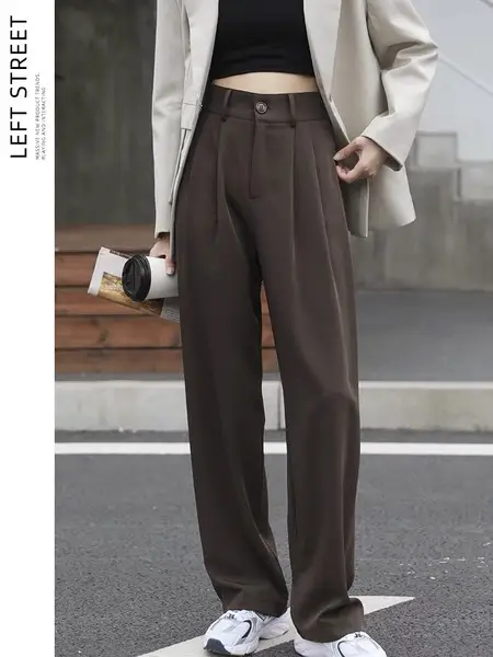 New Loose Straight Wide-leg High Waist Drooping Casual Mopping Texture Pants