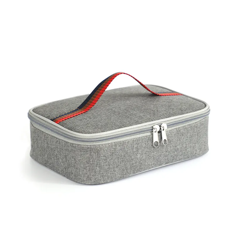 Japanese Oxford Cloth Portable Insulated Thick Aluminum Foil Lunch Thermal Bag - Gray