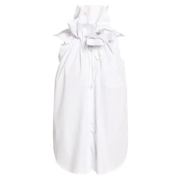 Stand Collar Loose Shirt Women's Summer New Sleeveless Shirt White - Shop at LoveMi