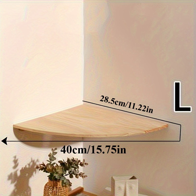 Fan Shaped Partition Rubberwood Wall Mounted Corner Shelf