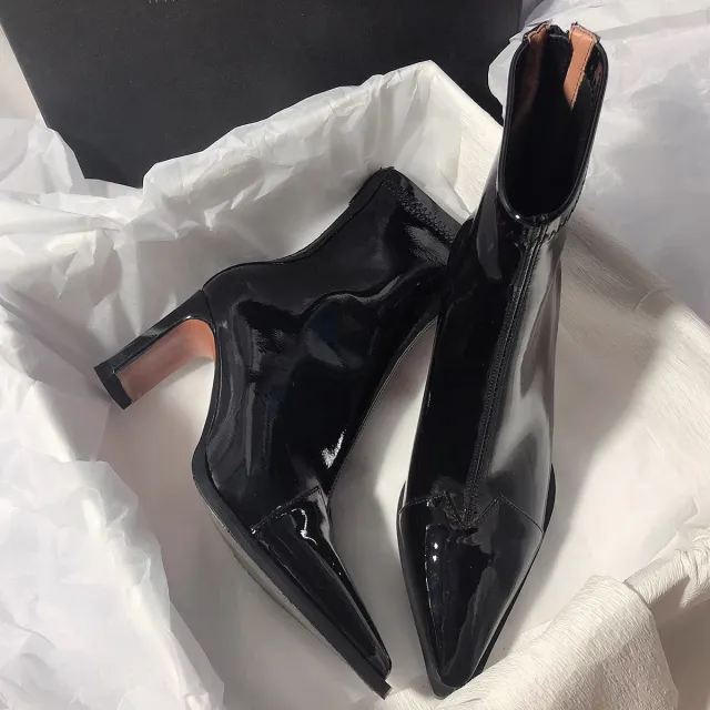 Women's Fashion Patchwork Retro Ankle Boots Black - Shop at LoveMi