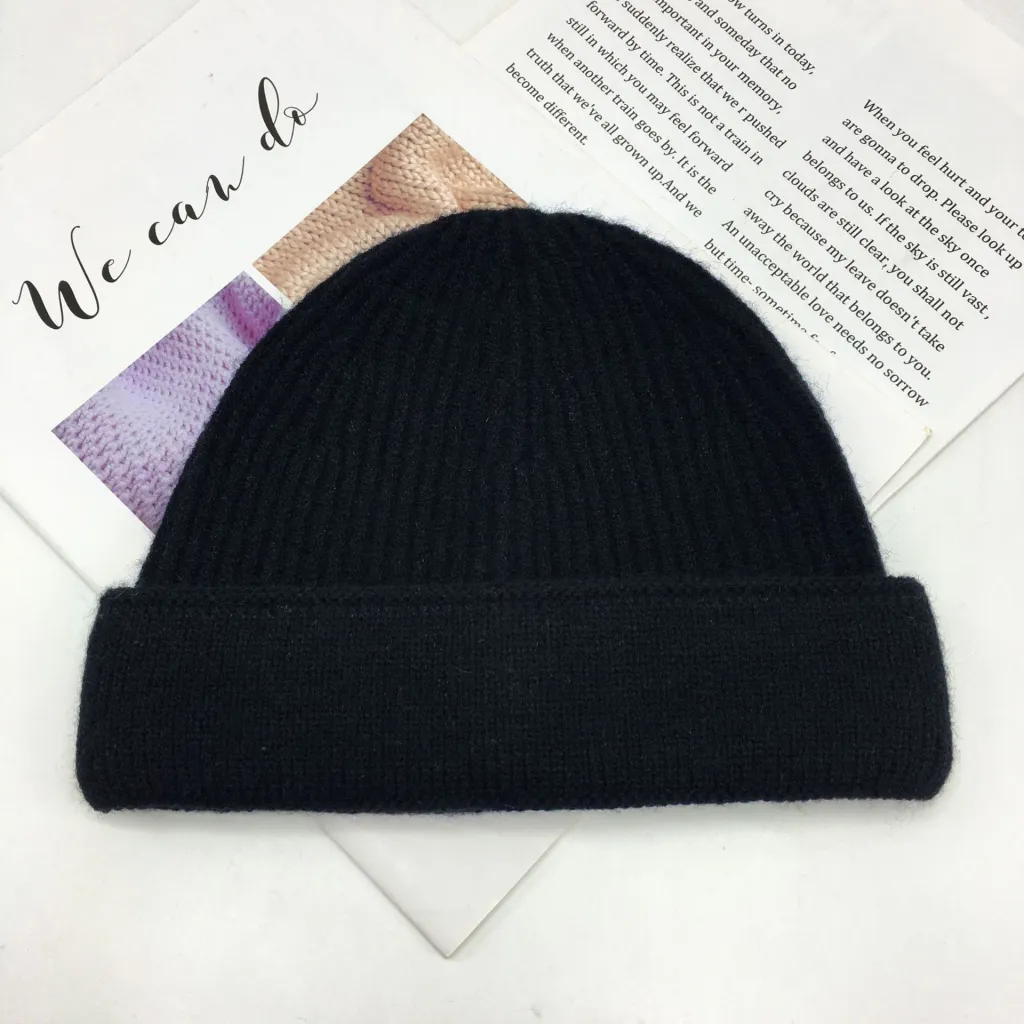 Women's Winter Personalised Big Head Circumference Warm Wool Hat - Black