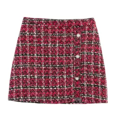 Women's Versatile Pearl Button Coarse Floral Plaid Half Skirt - Floral - View 1