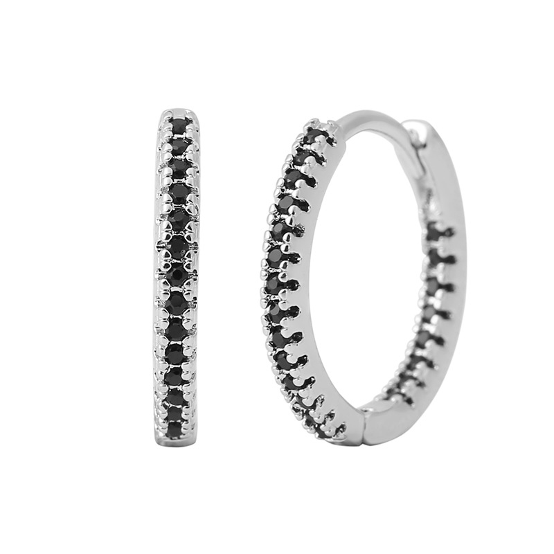 Circle Female Earrings Ear Clip Multicolor Zircon Elegant - Picture 10 of 15