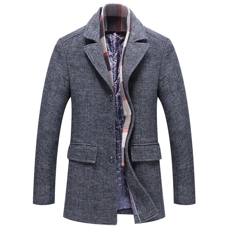 Fall Winter Men's Woolen Coat Fashion Polo