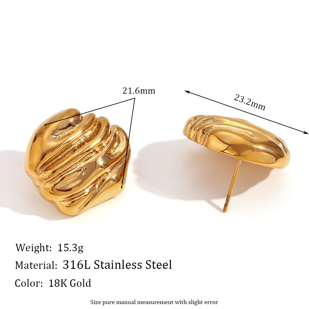 Fashion Special Interest Light Luxury Design Stainless Steel Geometric Casting Stud Earrings