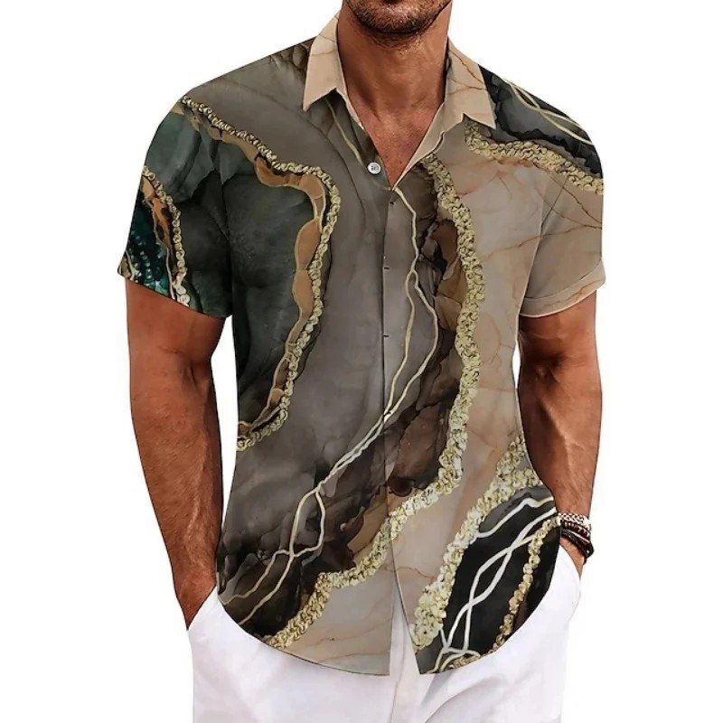 4-Way Stretch Retro 3 D Floral Men’s Short Sleeve Shirt 4-Way Stretch Retro 3 D Floral Men’s Short Sleeve Shirt