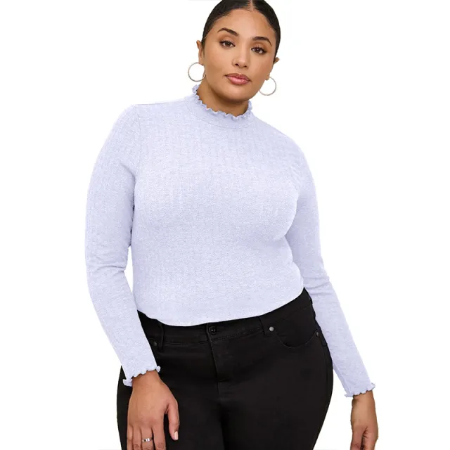 Women's Half high Collar Long Sleeves T shirt Slim Bottoming Shirt White - Shop at LoveMi
