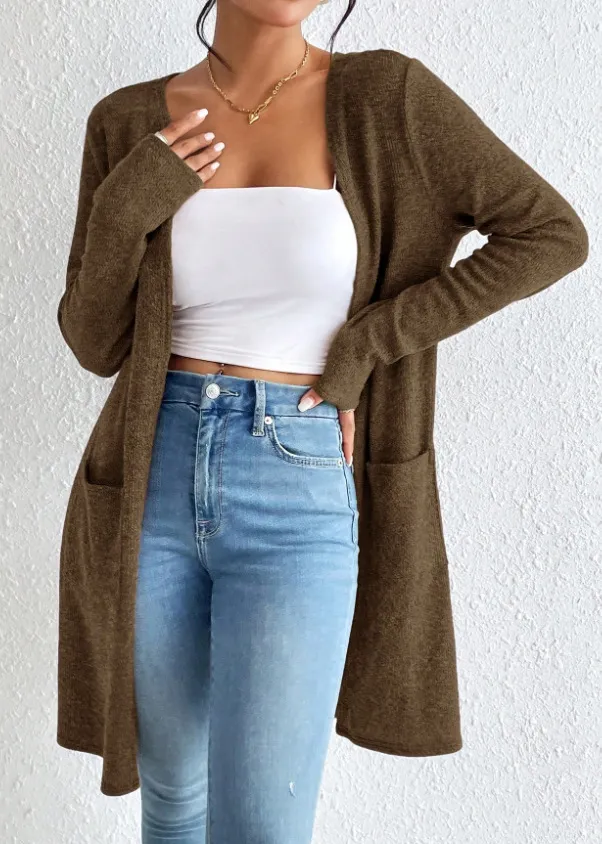 Hot selling Casual All match Knit Cardigan From Europe And The US Brown - Shop at LoveMi
