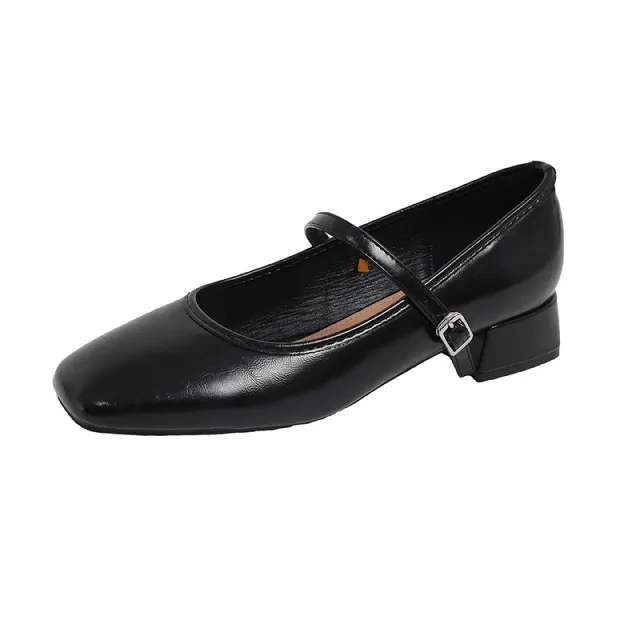 Chunky heeled French style Low cut Pumps In Black For Women Black - Shop at LoveMi