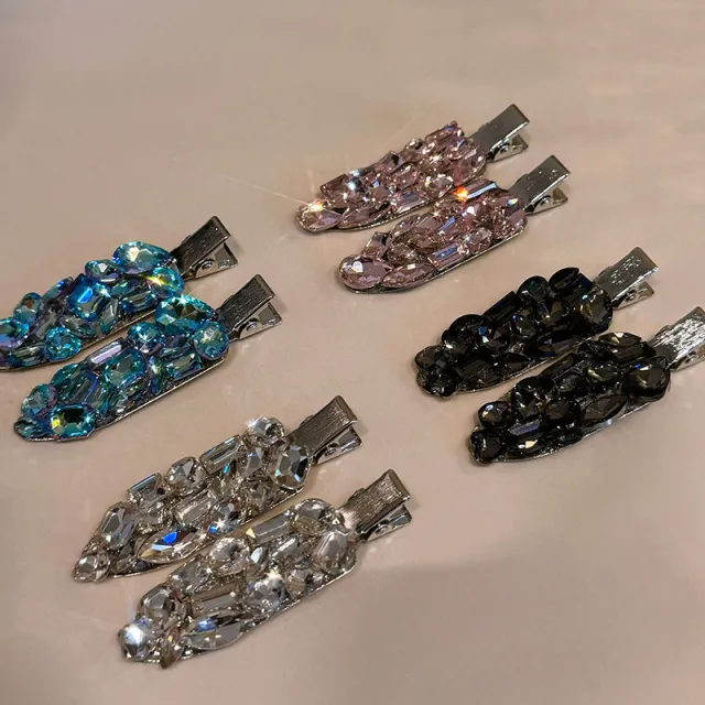Super Shiny Exquisite Bang Clip Full Rhinestone Zircon Seamless Broken Hair Black - Shop at LoveMi